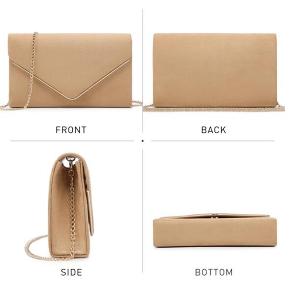 Women Faux Suede Evening Clutch Bags Formal Party Clutches Wedding Purses - Picture 3 of 7